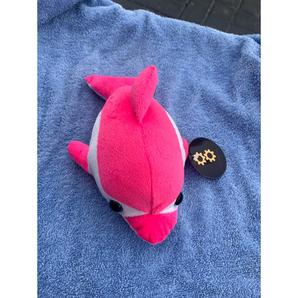 Toy Works Pink Dolphin Plush Stuffed Animal Neon Blue Eyes Small Toy